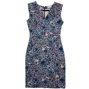 Tory Burch Leila Butterfly Floral Above Knee Fitted Sleeveless Dress Women Sz 2